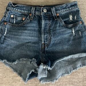 Levi's 501 Blue Distressed Jean Shorts Waist Size 25